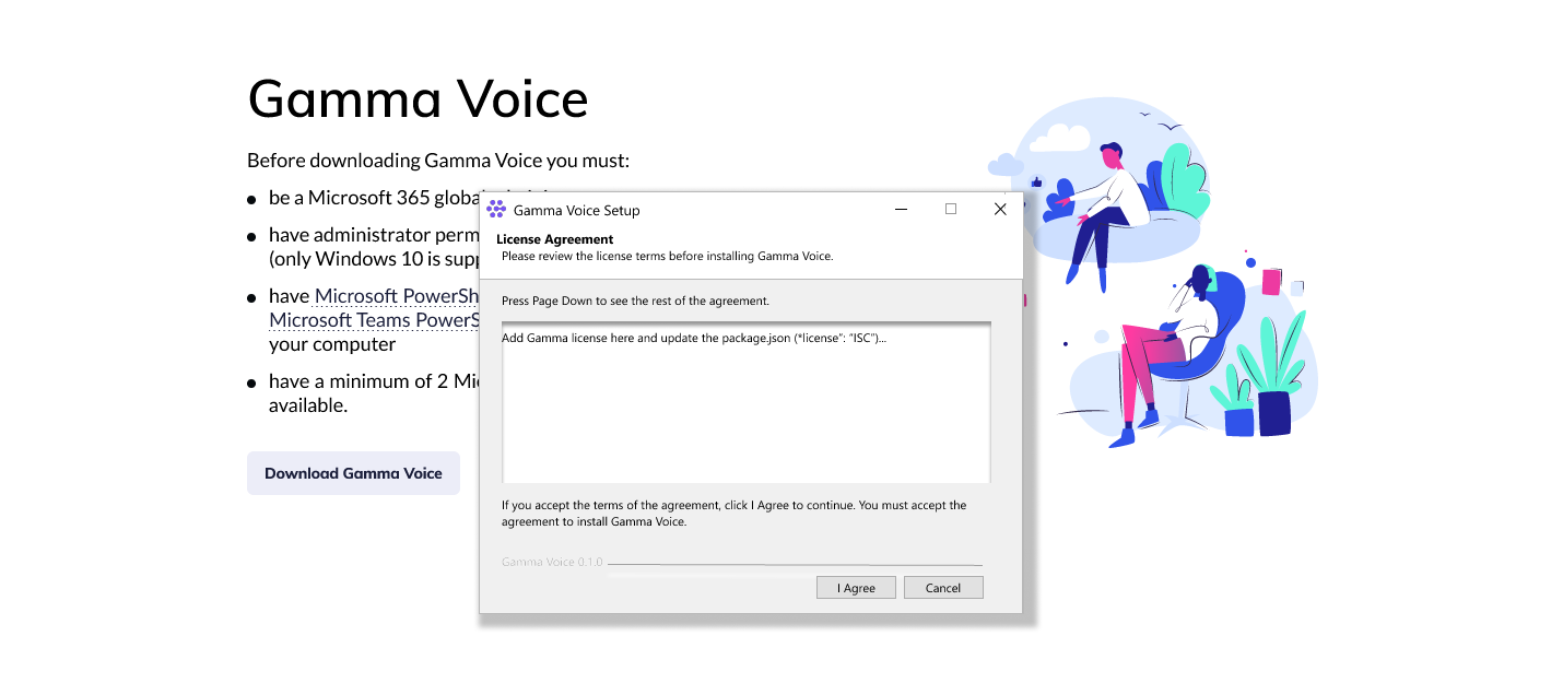 Screenshot of the licence agreement pop up