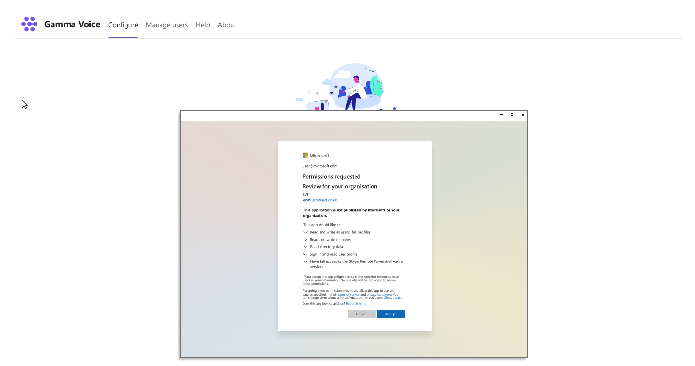 Permissions request for gamma voice