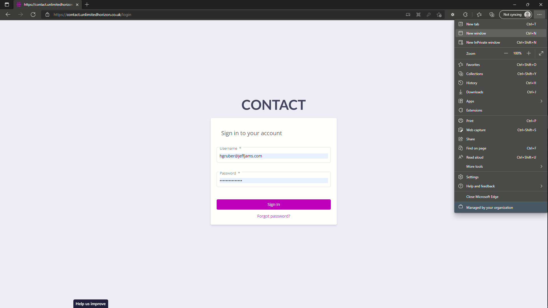 drop down from the 3 right hand dots on the web browser