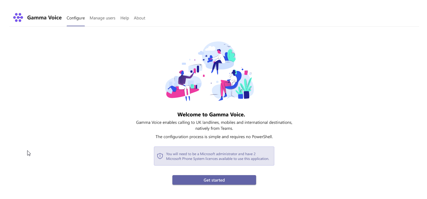 Gamma voice get started page