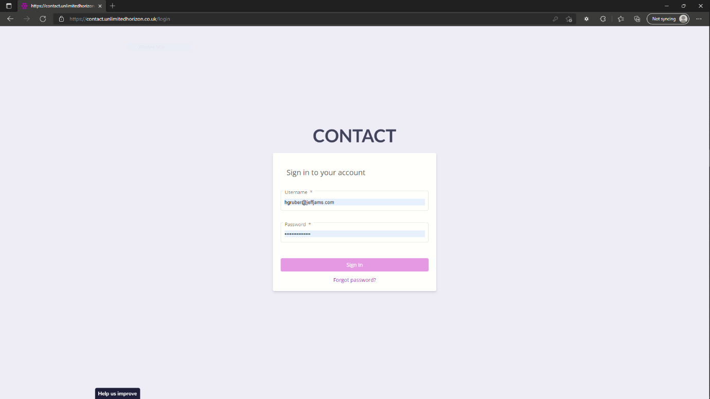 horizon contact web page login