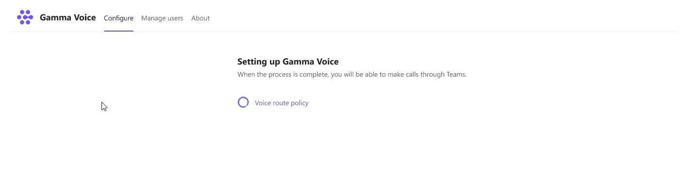 Setting up gamma voice page with the voice route policy 