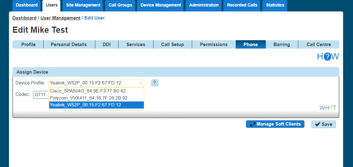 A page showing an assign device box.