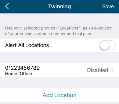 Twinning Screen with a toggle for alert all locations.