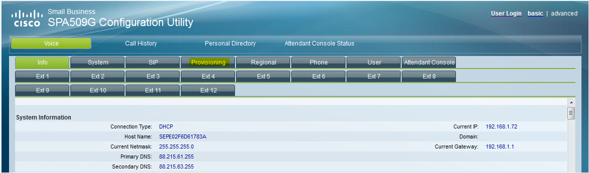 An image highlighting the provisioning button.