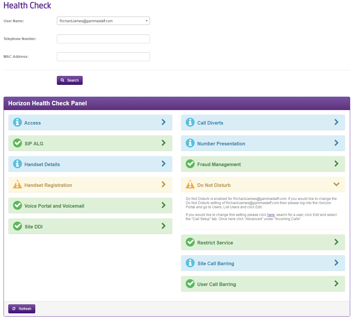 A screenshot of a health check

Description automatically generated