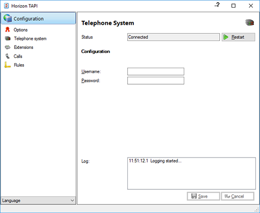 Configuration window